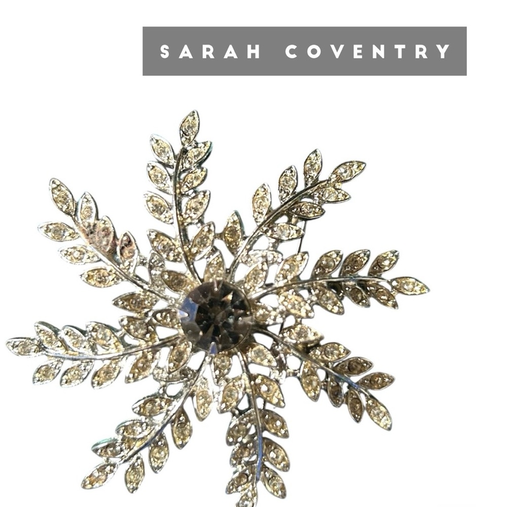 1960s Sarah Coventry Snowflake Collection Silver and Smokey Grey Leaf Brooch